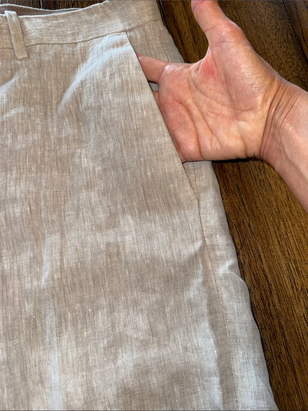 H&M Slim Fit Men's Linen Dress Pants in Light Beige